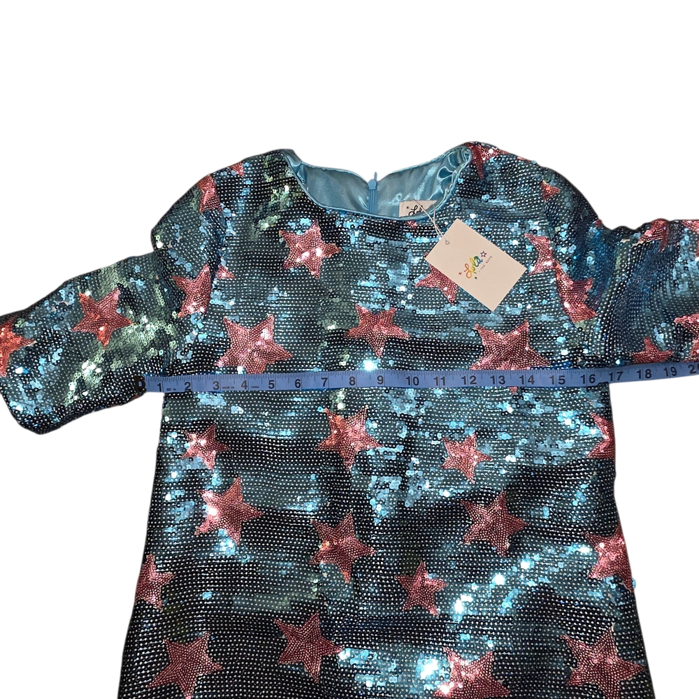 Lola + The Boys All Over Star  Girls 14 Sequin Star Dress Blue Pink NWT Party - Picture 8 of 13
